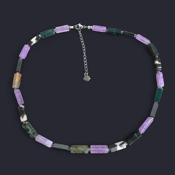 Mixed Stone Tube Bead Necklace - Picture 1 of 5